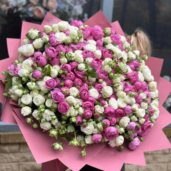 Букет из кустовой пионовидной розы "Мелодия лепестков"